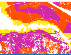 Color-coded air pollution zone map